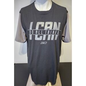 Under Armour Mens Sz Large Black Gray I Can Do All Things Short Sleeve Tee Shirt